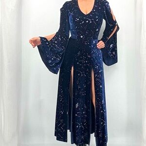 Spirit Halloween Coven Witch Celestial Print Whimsigoth Velvet Dress Costume